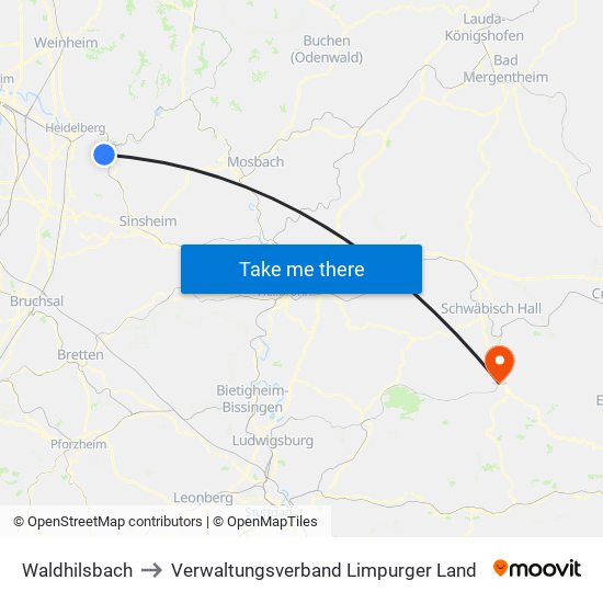 Waldhilsbach to Verwaltungsverband Limpurger Land map