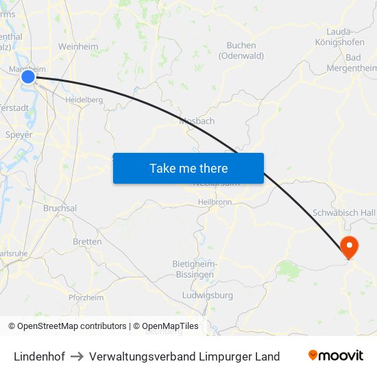 Lindenhof to Verwaltungsverband Limpurger Land map