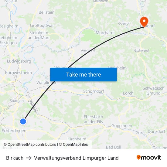 Birkach to Verwaltungsverband Limpurger Land map