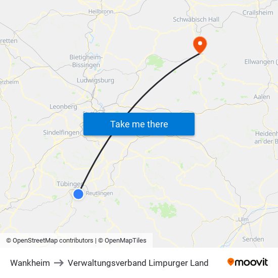 Wankheim to Verwaltungsverband Limpurger Land map