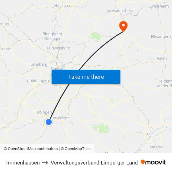 Immenhausen to Verwaltungsverband Limpurger Land map