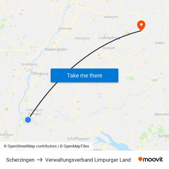 Scherzingen to Verwaltungsverband Limpurger Land map