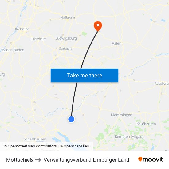 Mottschieß to Verwaltungsverband Limpurger Land map