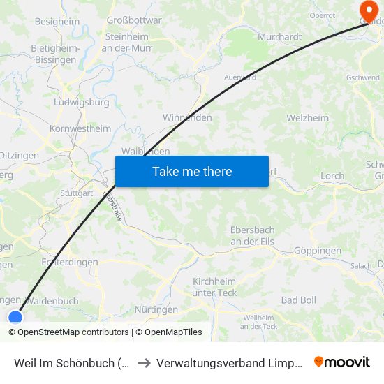 Weil Im Schönbuch (Kernort) to Verwaltungsverband Limpurger Land map