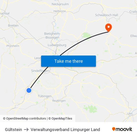 Gültstein to Verwaltungsverband Limpurger Land map