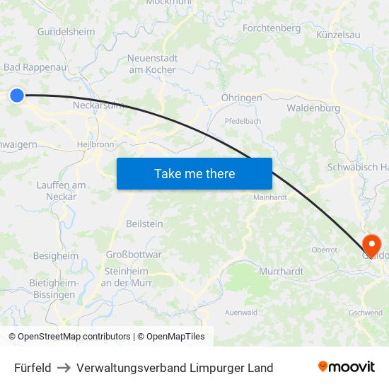 Fürfeld to Verwaltungsverband Limpurger Land map