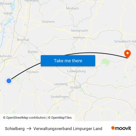 Schielberg to Verwaltungsverband Limpurger Land map