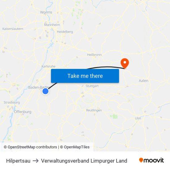 Hilpertsau to Verwaltungsverband Limpurger Land map