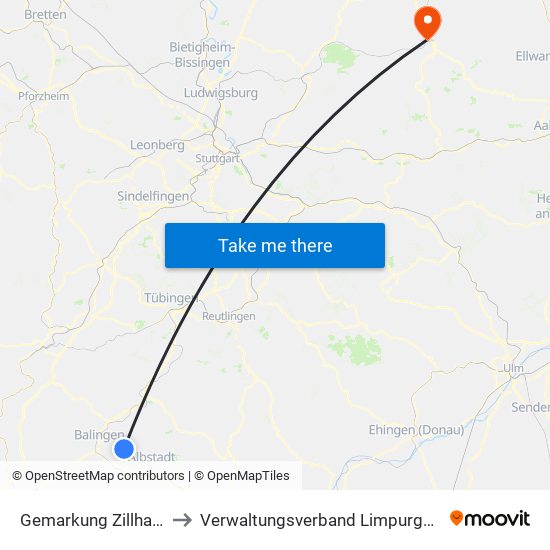 Gemarkung Zillhausen to Verwaltungsverband Limpurger Land map