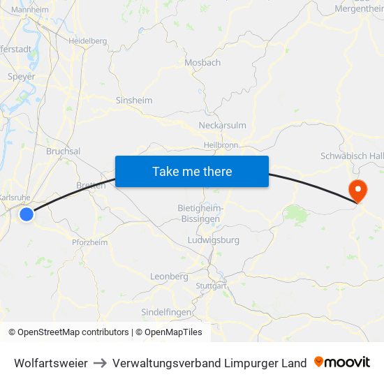 Wolfartsweier to Verwaltungsverband Limpurger Land map