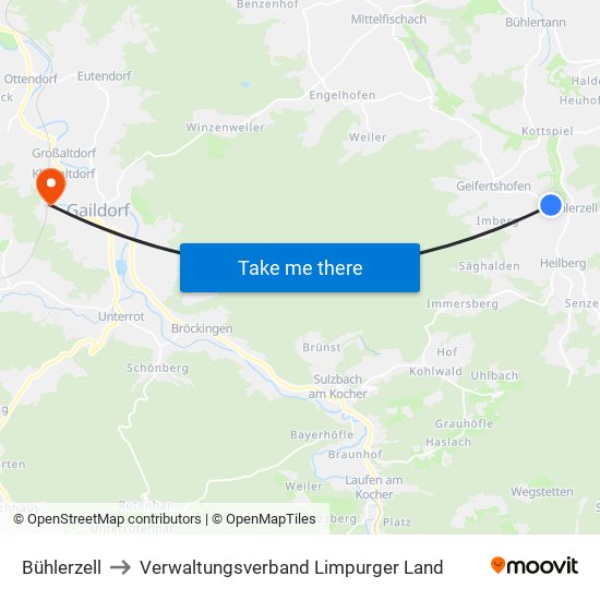 Bühlerzell to Verwaltungsverband Limpurger Land map