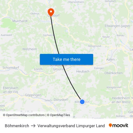 Böhmenkirch to Verwaltungsverband Limpurger Land map