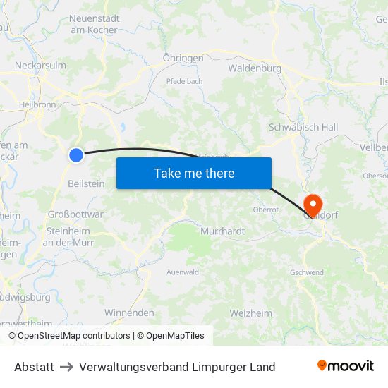 Abstatt to Verwaltungsverband Limpurger Land map