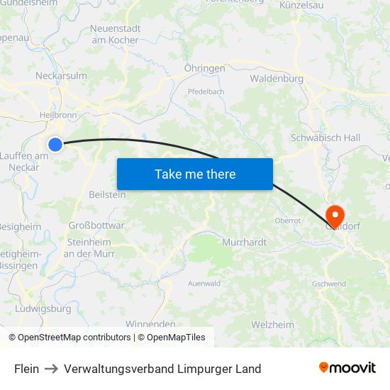 Flein to Verwaltungsverband Limpurger Land map