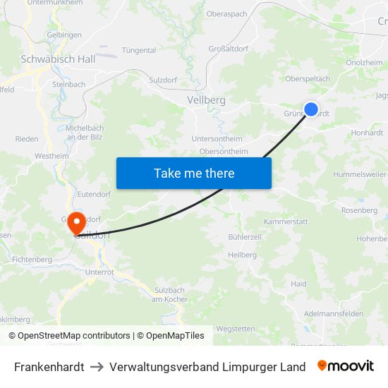 Frankenhardt to Verwaltungsverband Limpurger Land map