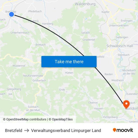 Bretzfeld to Verwaltungsverband Limpurger Land map
