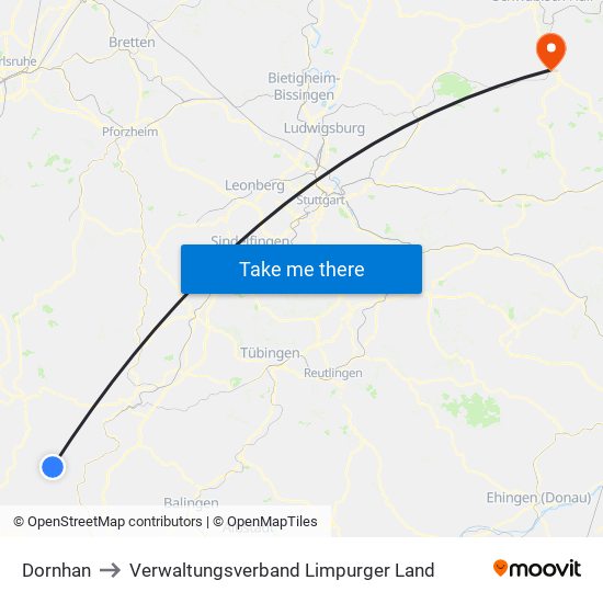 Dornhan to Verwaltungsverband Limpurger Land map