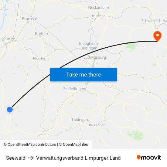 Seewald to Verwaltungsverband Limpurger Land map
