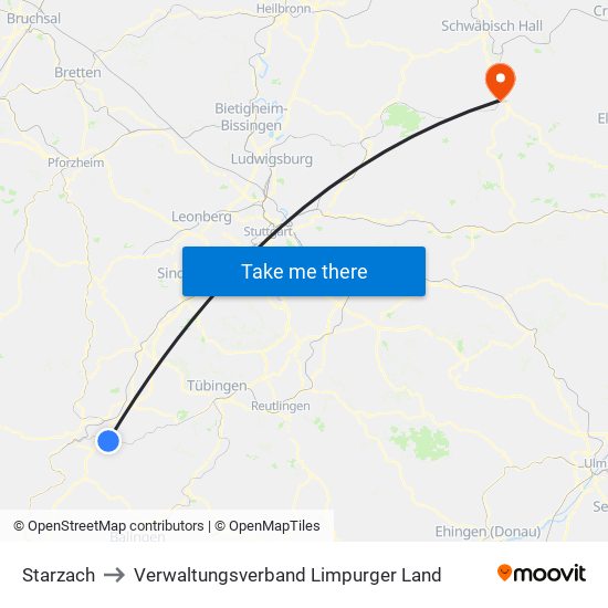 Starzach to Verwaltungsverband Limpurger Land map