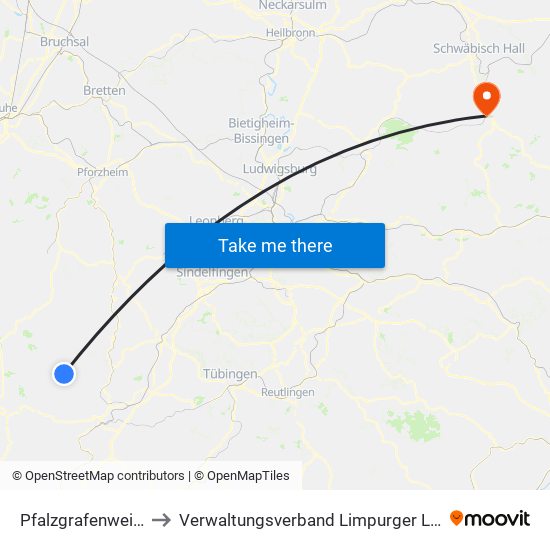Pfalzgrafenweiler to Verwaltungsverband Limpurger Land map