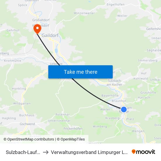 Sulzbach-Laufen to Verwaltungsverband Limpurger Land map