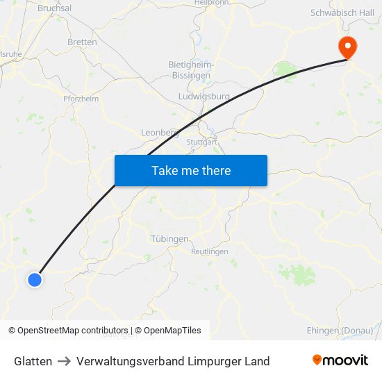 Glatten to Verwaltungsverband Limpurger Land map