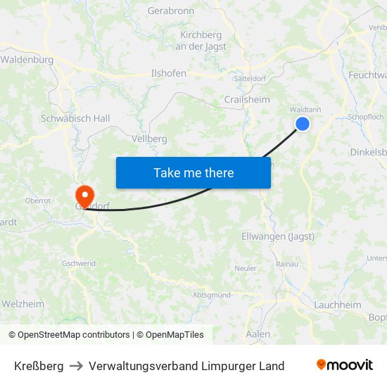Kreßberg to Verwaltungsverband Limpurger Land map