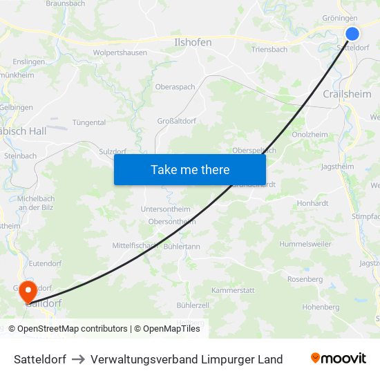 Satteldorf to Verwaltungsverband Limpurger Land map