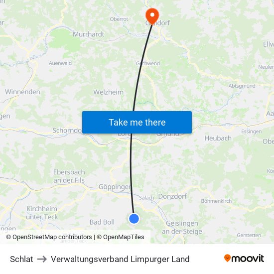 Schlat to Verwaltungsverband Limpurger Land map