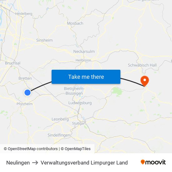 Neulingen to Verwaltungsverband Limpurger Land map