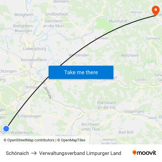 Schönaich to Verwaltungsverband Limpurger Land map