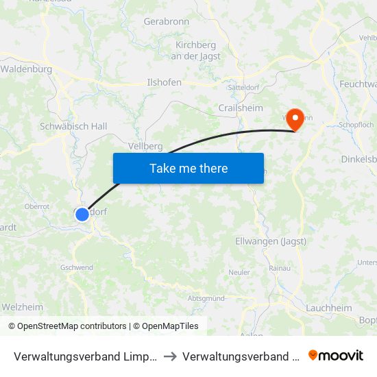 Verwaltungsverband Limpurger Land to Verwaltungsverband Fichtenau map