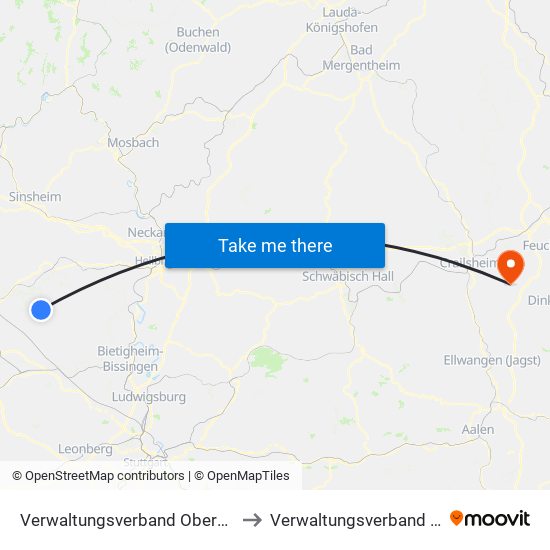 Verwaltungsverband Oberes Zabergäu to Verwaltungsverband Fichtenau map