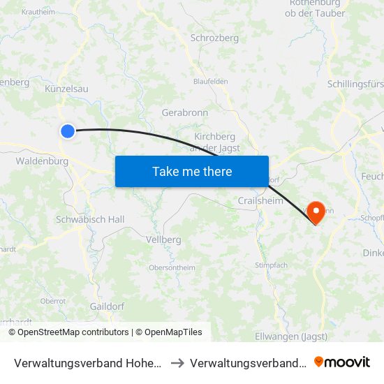 Verwaltungsverband Hohenloher Ebene to Verwaltungsverband Fichtenau map