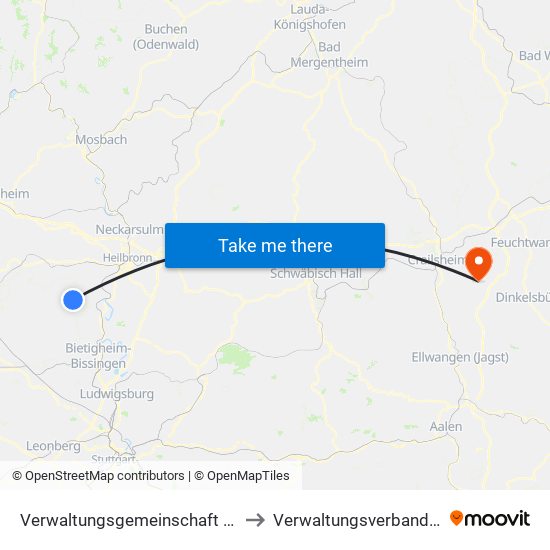 Verwaltungsgemeinschaft Brackenheim to Verwaltungsverband Fichtenau map