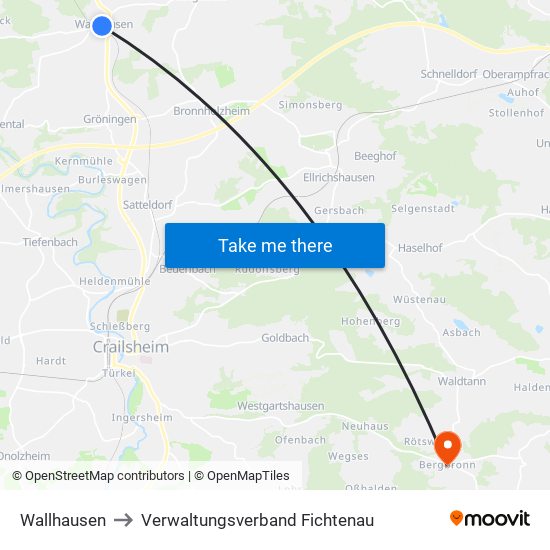 Wallhausen to Verwaltungsverband Fichtenau map