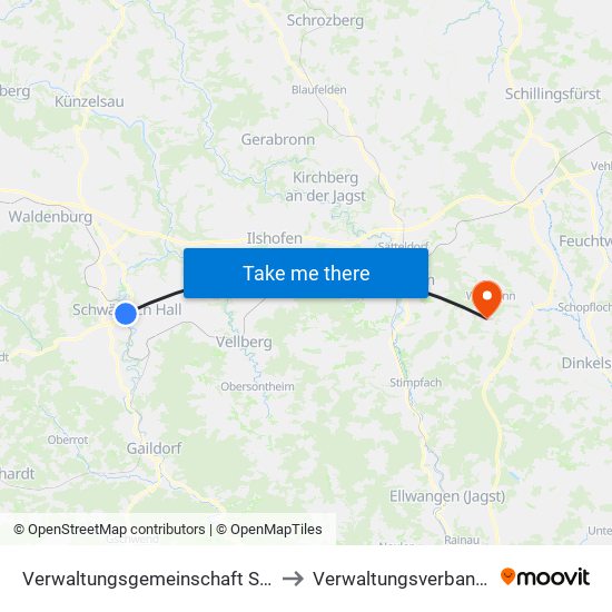 Verwaltungsgemeinschaft Schwäbisch Hall to Verwaltungsverband Fichtenau map