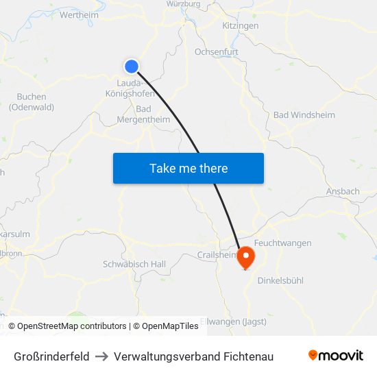 Großrinderfeld to Verwaltungsverband Fichtenau map