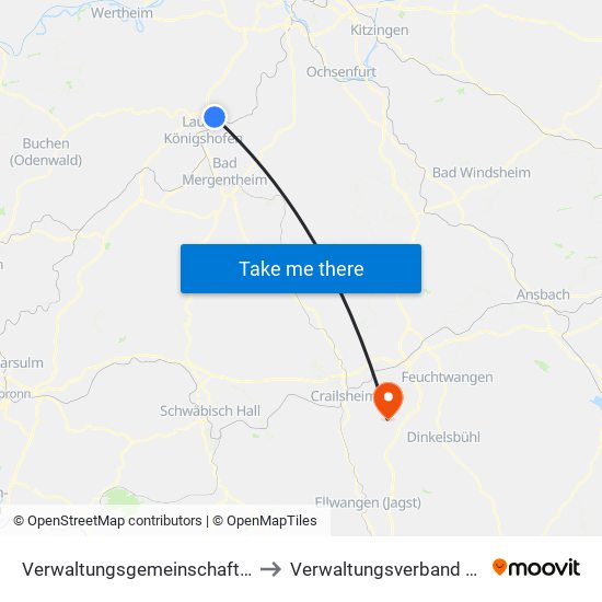 Verwaltungsgemeinschaft Grünsfeld to Verwaltungsverband Fichtenau map