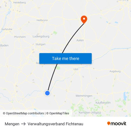 Mengen to Verwaltungsverband Fichtenau map