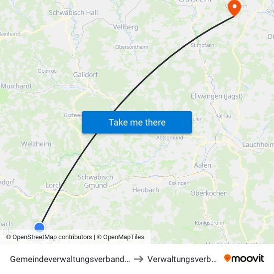 Gemeindeverwaltungsverband Östlicher Schurwald to Verwaltungsverband Fichtenau map