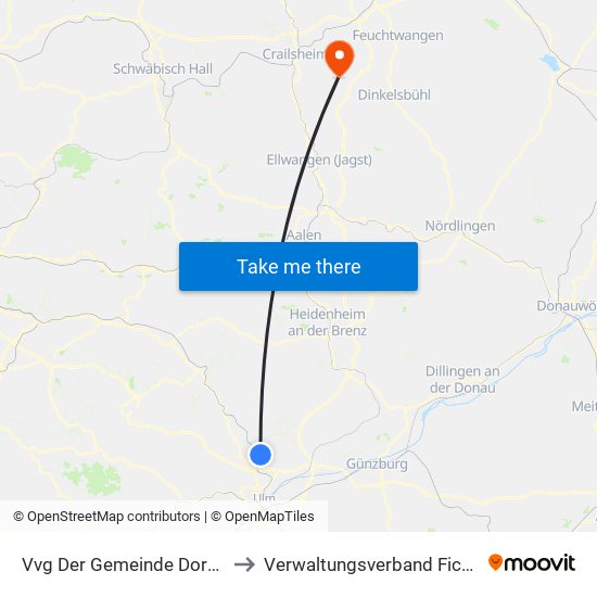 Vvg Der Gemeinde Dornstadt to Verwaltungsverband Fichtenau map