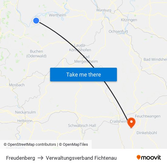 Freudenberg to Verwaltungsverband Fichtenau map