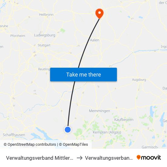 Verwaltungsverband Mittleres Schussental to Verwaltungsverband Fichtenau map