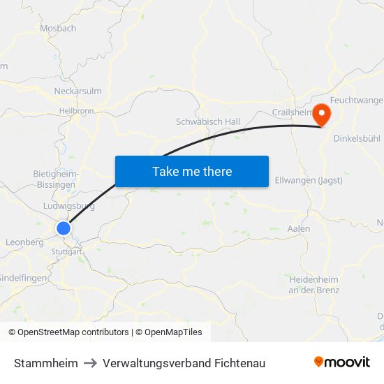 Stammheim to Verwaltungsverband Fichtenau map