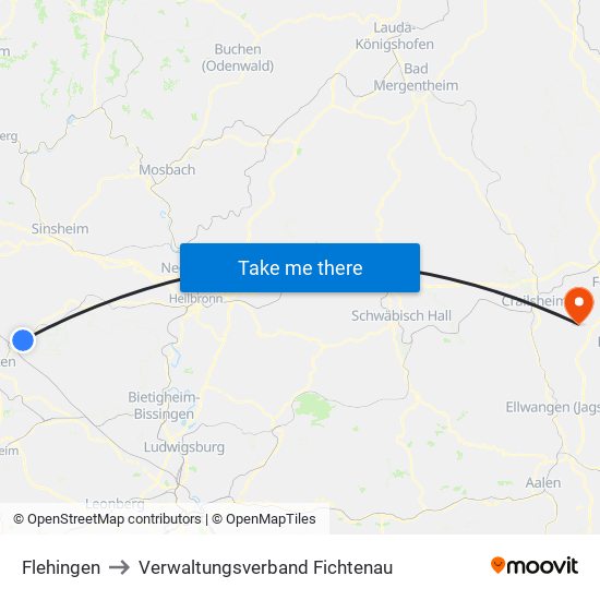 Flehingen to Verwaltungsverband Fichtenau map