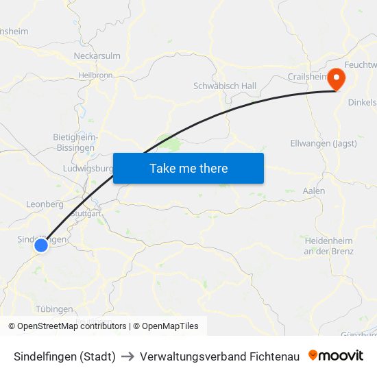 Sindelfingen (Stadt) to Verwaltungsverband Fichtenau map