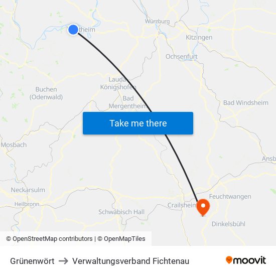 Grünenwört to Verwaltungsverband Fichtenau map