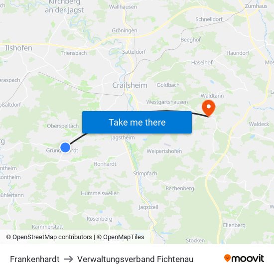 Frankenhardt to Verwaltungsverband Fichtenau map