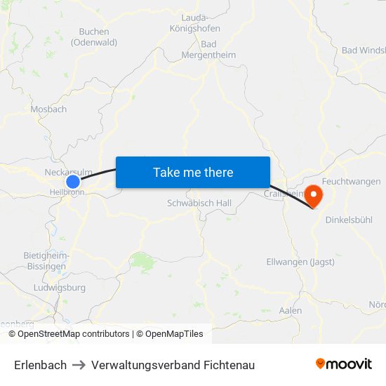 Erlenbach to Verwaltungsverband Fichtenau map